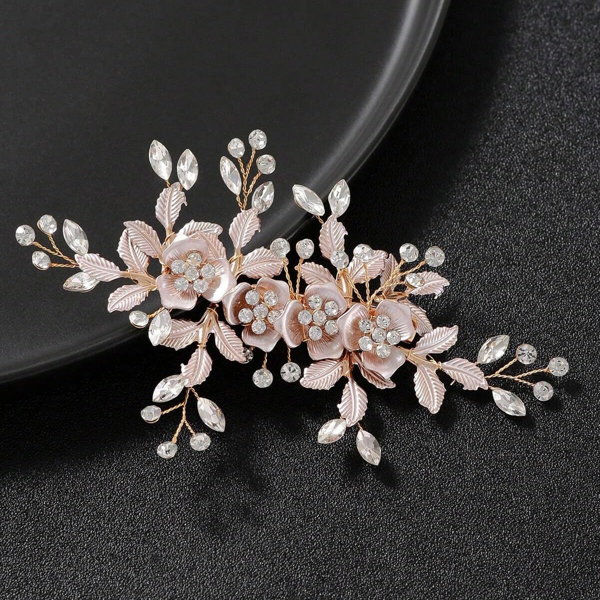 PALAY Flower Hair Clips for Weddings featuring Rhinestones and Metal Floral Design 2 PCS