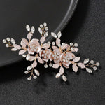 PALAY Flower Hair Clips for Weddings featuring Rhinestones and Metal Floral Design 2 PCS