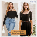 PALAY® 2pcs Women Classic Leather Belt With Square Gold Silver Buckle For Jeans Pants - Black & Brown