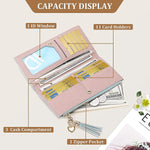 SANNIDHI® Wallets Purses for Women Girls Ladies Leather Cute Thin Travel Clutch Zipper Pocket Multiple Coin Card Holder For Gift