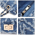 PALAY® Small Shoulder Bag for Women Fashion Blue Denim Crossbody Shoulder Bag Chain Bag Shoulder Bag Phone Bag Evening Bag Metal Interlock Closure Dainty Casual Shoulder Bag