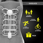 PALAY No Tie Shoelaces for Sneakers and Hiking Boots with Elastic Lock | Gray Silicone