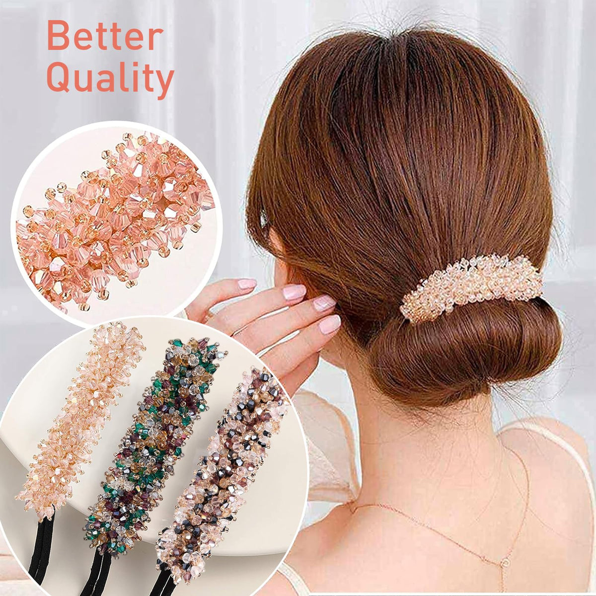 PALAY® Hair Bun Accessories for Women and Girls Stylish Rhinestone Magic Hair Bun Maker