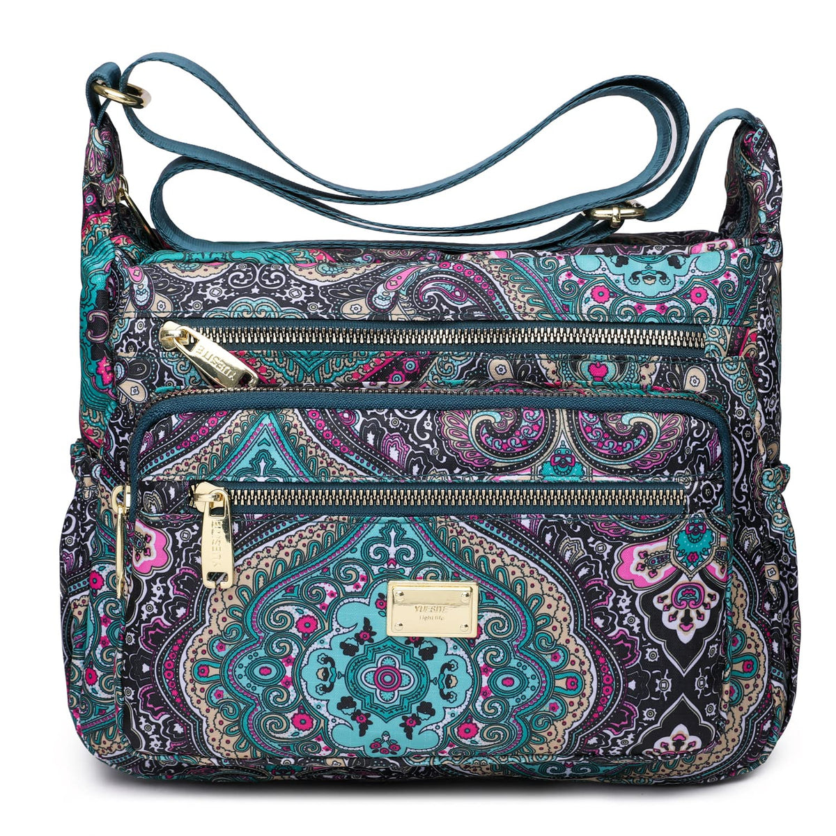 PALAY Cross Bag for Women with 21x10x18cm Triple Zipper Pouches and Nylon Material | Purple Shoulder Tote