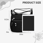 PALAY® Women Crossbody Bag Waterproof Nylon Multi-Layer Crossbody Bag Casual Satchel Bag Shoulder Bag Messenger Bag Travel Crossbody Bag, Black