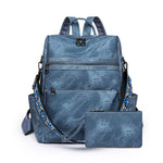 PALAY® Backpack for Women Fashion PU Tote Bag Shoulder Bag with Small Utility Hand Bag, Fashion Variable Tote Shoulder Backpack Multi Layer Casual Day Bag Travel Backpack, Blue