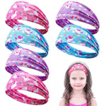 PALAY® 6 diademas de unicornio para niñas, lindas diademas elásticas ajustables, anchas y con arcoíris.