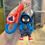 PALAY® 2 Pcs Cartoon Keychain Keyring Fashion Couple KeychainsMiles Spider Man Silicone Keychain Metal Keyring Backpack Charm Bag Charm Pendent, Green & Blue