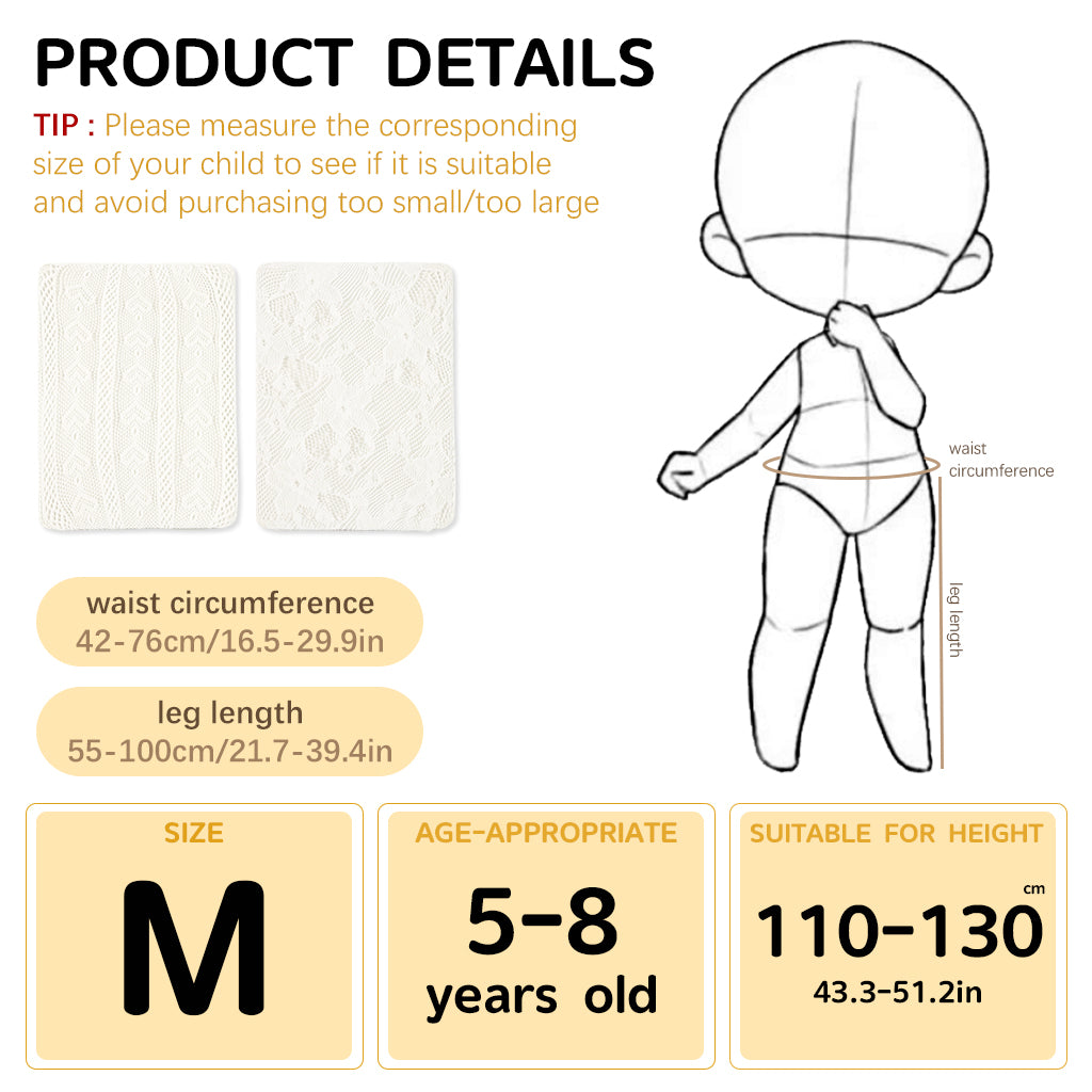 PALAY® 2Pcs Lace Pantyhose for Kids Girls White Patterned Lace Socks Lace Stockings Stretchy Lace Leggings for Girls Lace Tights for Girls White Lace Stockings for Girls Kids 5-8 Years Old