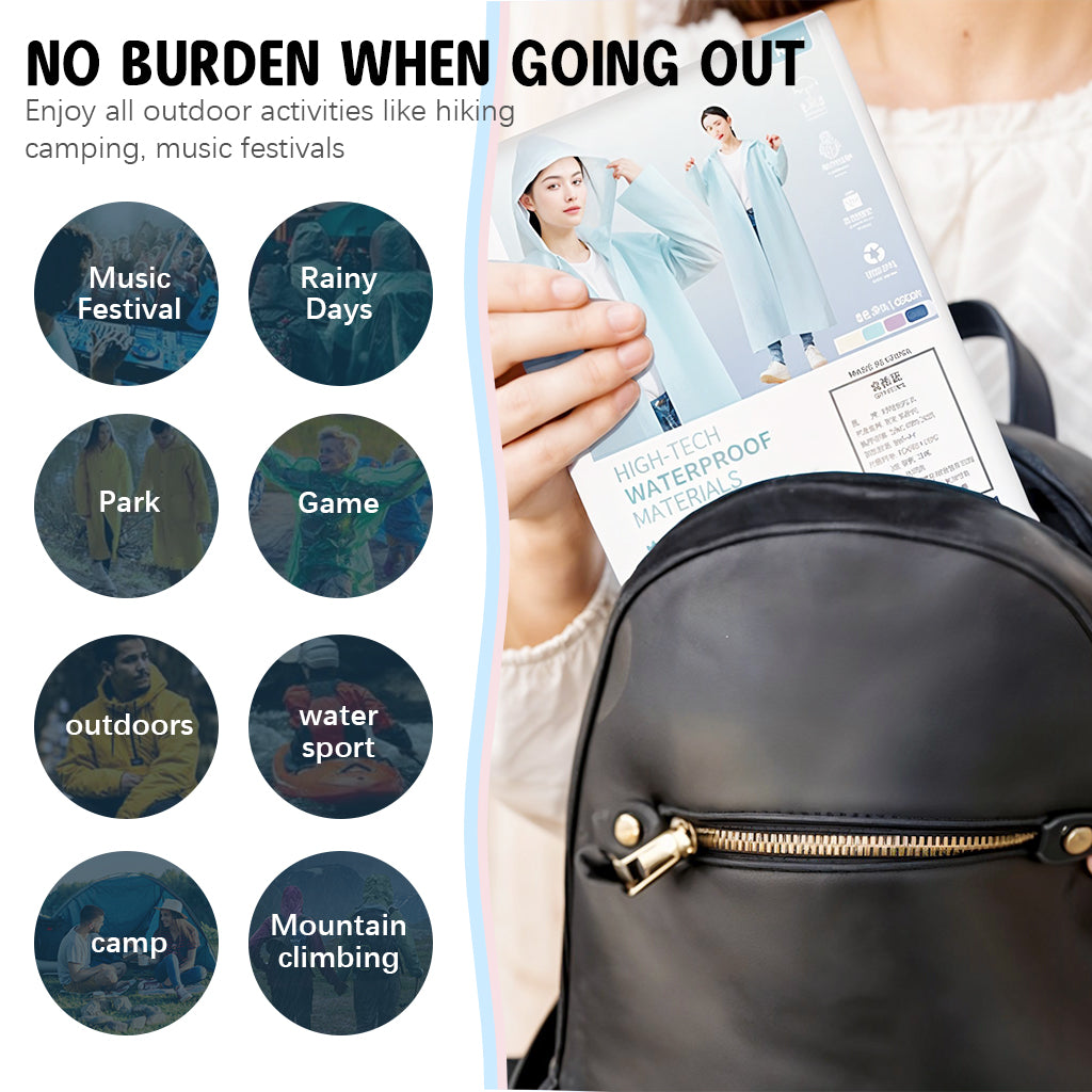 PALAY® Waterproof Rain Ponchos for Adults (2Pack)Reusable EVA Lightweight Long Raincoat with HoodButton-Up Unisex Rainwear for Motorcycle Commute, Monsoon Travel & Festivals (Length 136cm)