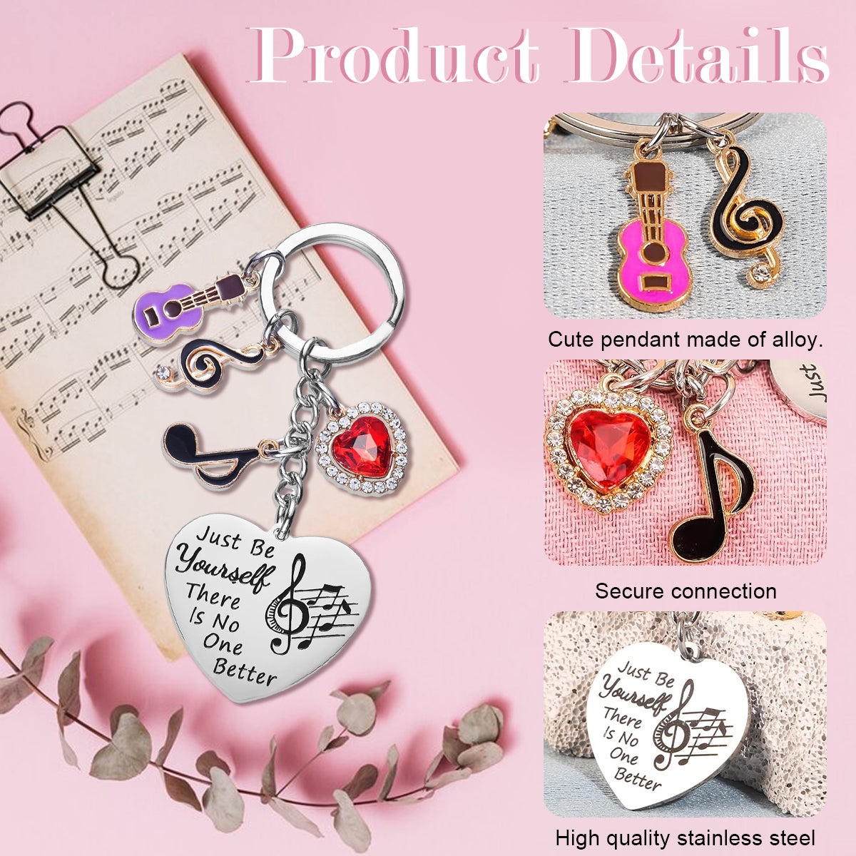 PALAY® Taylor Swift Music Lover Keychain Gifts, Inspirational Keyring Heart Charm Music Note Charm Keyring Gift for Fans Teen Girls Daughter Women Cute Keychains