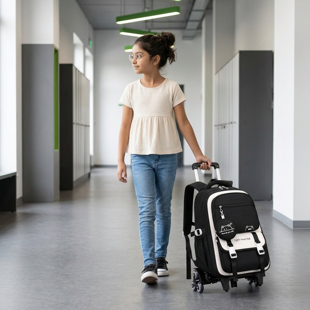 PALAY 30L Trolley School Backpack for Girls with 6 Wheels