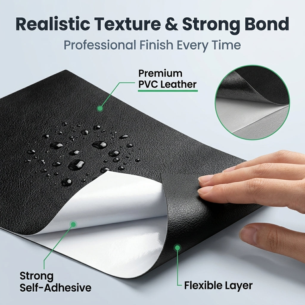 PALAY® 5Pcs Leather Repair Patch Self Adhesive for Car & Sofa Black