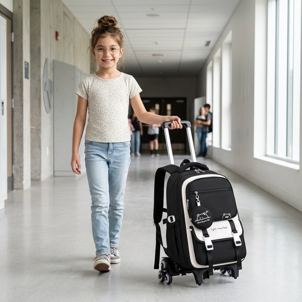 PALAY 30L Trolley School Backpack for Girls with 6 Wheels