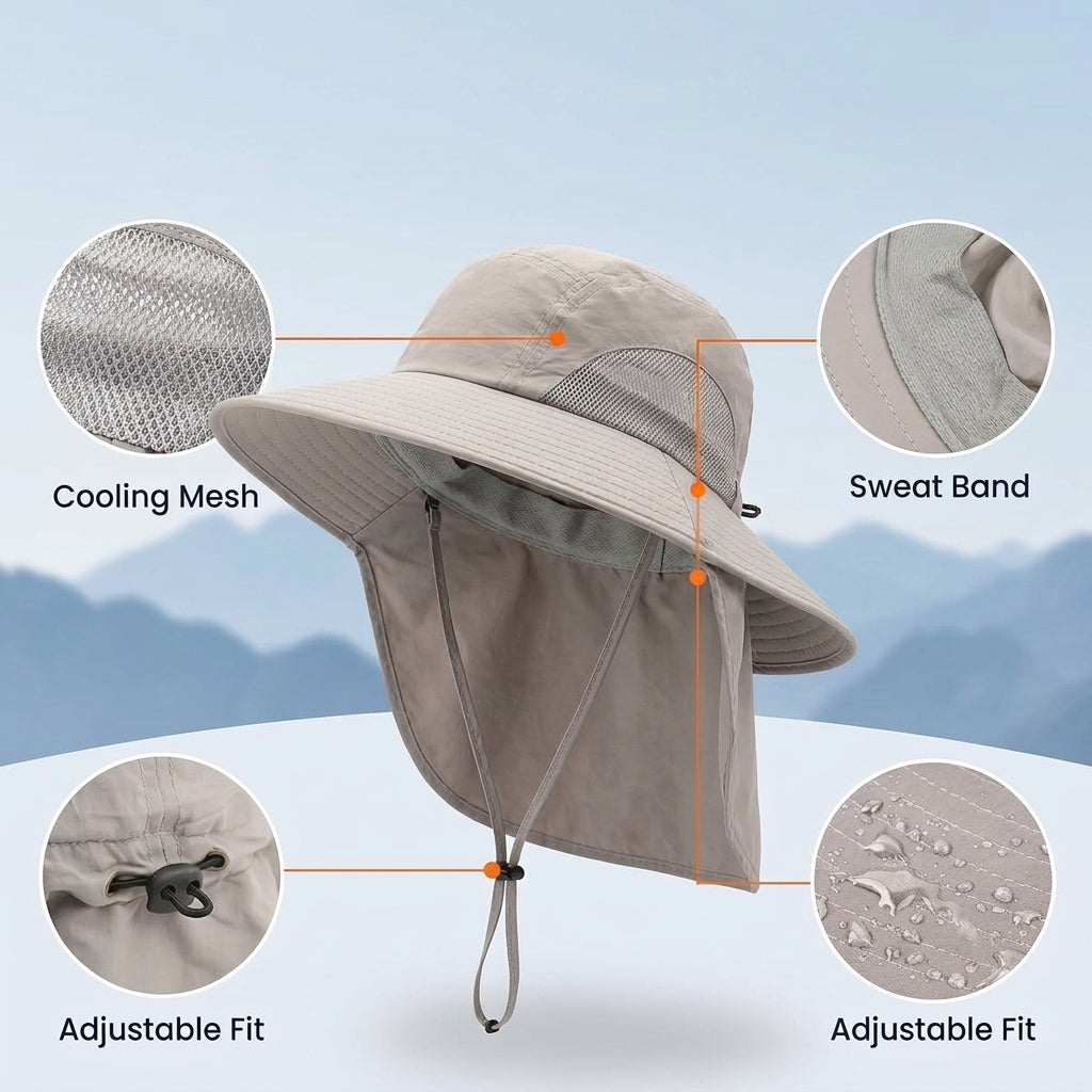 PALAY UPF 50+ Fishing Hat for Men & Women Wide Brim Sun Hat