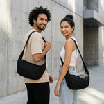 PALAY® Crossbody Bag for Woman Men Hobo Sling Crescent Bags Trendy Small Shoulder Bag Purse Dumpling Casual Handbag Adjustable Strap-Black