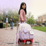 PALAY Trolley School Backpack for Kids with Wheels-Violet