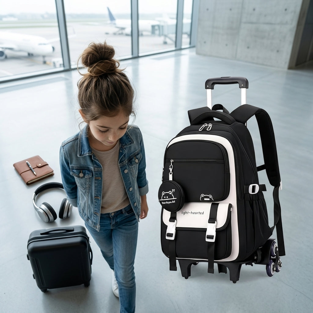PALAY 30L Trolley School Backpack for Girls with 6 Wheels