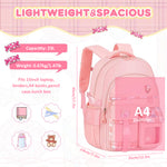 PALAY® School Backpack for Girls Pink Plaid Schoolgirls Backpack Book Bag Multi Compartment Waterpoof School Backpack Lightweight Travel Backpack School Gift Birthday Gift for Girls, 46x30x17cm