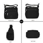 PALAY® Women Crossbody Bag Waterproof Nylon Multi-Layer Crossbody Bag Casual Satchel Bag Shoulder Bag Messenger Bag Travel Crossbody Bag, Black
