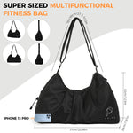 PALAY® Women Gym Bag Waterproof Nylon Carry-on Bag with Shoe Compartment Travel Duffle Bag Shoulder Bag with Adjustable Shoulder Strap Multi Use Casual Shoulder Bag for Trip, Gym, Black