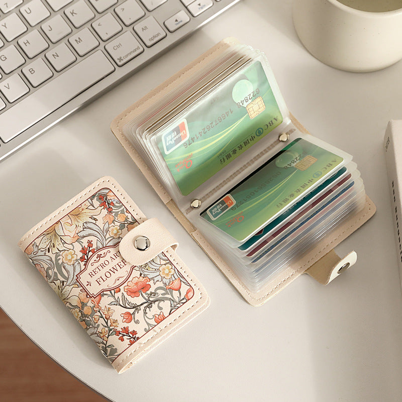 PALAY® PU Card Bag for Women Multi Credit Card Bag Holds Up 20 Cards Travel Card Organizer Transparent Card Pockets Fashion Floral Printed Card Bag Mother's Day Gift Birthday Gift for Women