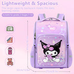 PALAY® Kuromi Backpack for School Girls Sanrio Kwaii School Backpack Multi Layer Book Bag Burden Relief Student Backpack Travel Backpack School Gift