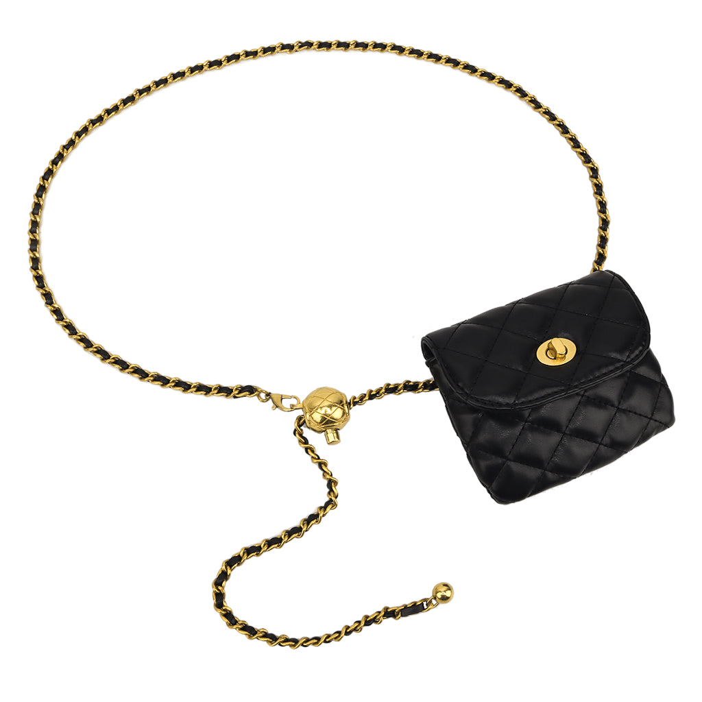PALAY® Mini Fanny Bag Chic PU Small Purse Bag Casual Waist Coin Bag Dechable Adjustable Chain Belt Design Fashion Piece Waist Purse Bag Gift for Women, 11x9cm