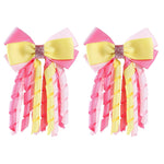 PALAY® 2Pcs Ribbon Bow Hair Accessories for Girls, Princess Cute Hair Clips for Girls Curly Ribbon Hair Bow Clip stylish Headpieces Hair Pins for Girls Gift, Pink