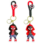 PALAY® 2 Pcs Cartoon Keychain Keyring Fashion Couple KeychainsMiles Spider Man Silicone Keychain Metal Keyring Backpack Charm Bag Charm Pendent