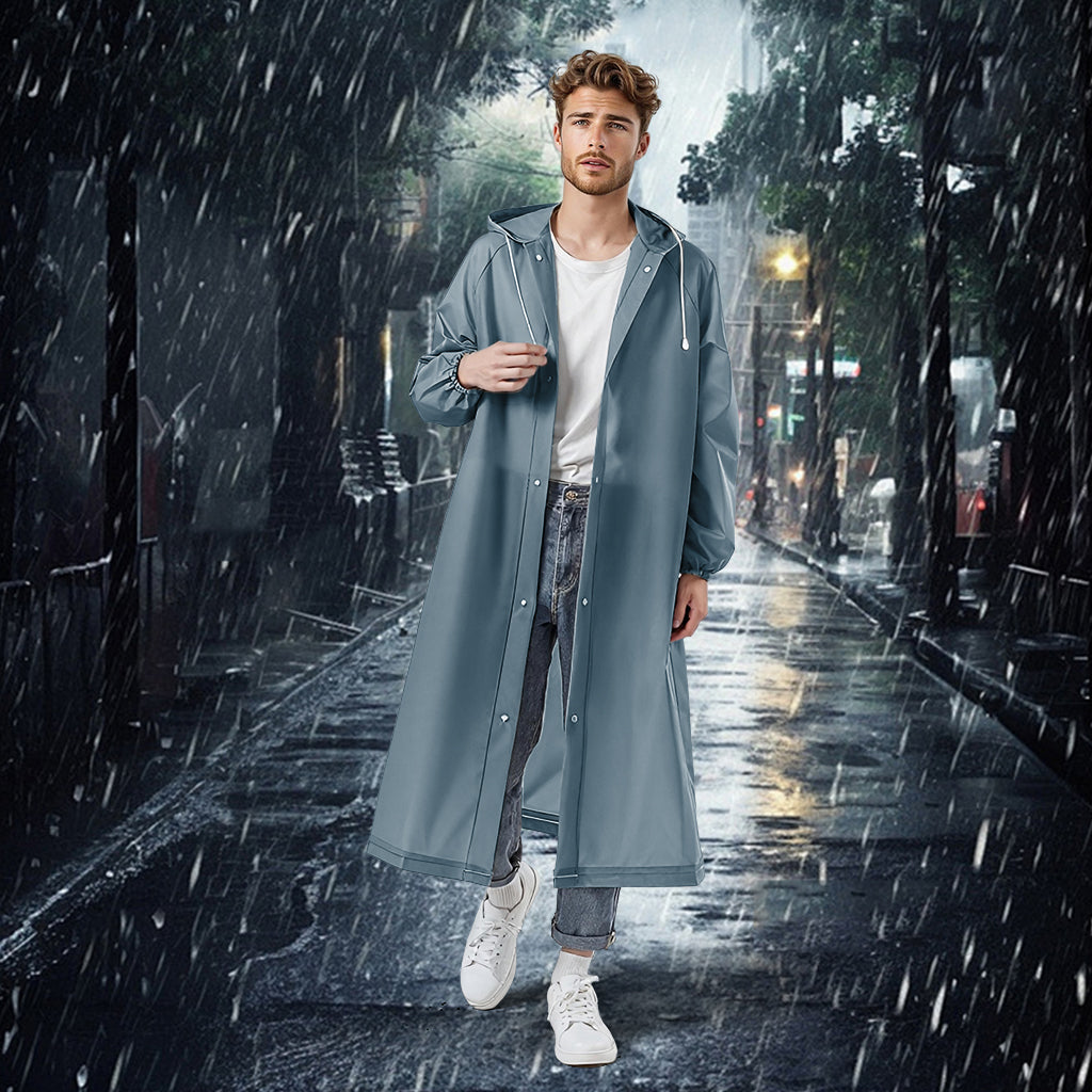 PALAY® Waterproof Rain Ponchos for Adults (2Pack)Reusable EVA Lightweight Long Raincoat with HoodButton-Up Unisex Rainwear for Motorcycle Commute, Monsoon Travel & Festivals (Length 136cm)