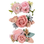 GUSTAVE® Pink 3 Pcs Floral Flower Hair Clips and Bow Hair Accessories for Girls,Baby,Toddlers,Teens Gifts