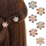 GUSTAVE® 6Pcs Rhinestone Flower Mini Hair Claw Clip & Hair Dressing Accessories for Teen ager Girls, Women