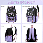 PALAY® Kawaii Kuromi School Backpack School Girls Backpack 17'' Large Capacity Bookbag Girls Backpack for School, Travel, Camping, Children's Day Gift for Girls School Gift for Kids 6-12 Years Old