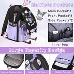 PALAY® Kawaii Kuromi School Backpack School Girls Backpack 17'' Large Capacity Bookbag Girls Backpack for School, Travel, Camping, Children's Day Gift for Girls School Gift for Kids 6-12 Years Old