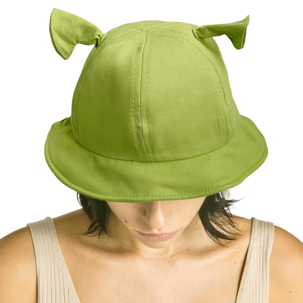 PALAY® Shrek Hat Fun Green Shrek Ear Sun Hat Bucket Hat Outdoor Fishman Hat Round Wide Brim Beach Sun Hat Gift for Fans Couple Hat for Men Women
