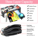 PALAY® Women Clutch Purse Small Crossbody Bag Triple Layer Utility Zipper Pouch Travel Purse Pouch Clutch Bag with Detachable Shoulder Strap Fashion Oxford Cloth Shoulder Phone Bag, 18x6x12cm
