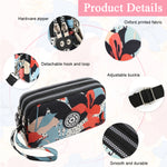 PALAY® Women Clutch Purse Small Crossbody Bag Triple Layer Utility Zipper Pouch Travel Purse Pouch Clutch Bag with Detachable Shoulder Strap Fashion Oxford Cloth Shoulder Phone Bag, 18x6x12cm