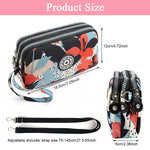 PALAY® Women Clutch Purse Small Crossbody Bag Triple Layer Utility Zipper Pouch Travel Purse Pouch Clutch Bag with Detachable Shoulder Strap Fashion Oxford Cloth Shoulder Phone Bag, 18x6x12cm