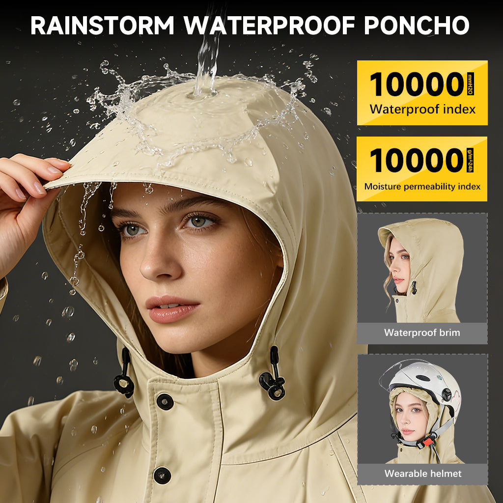 PALAY Waterproof Full-Length Hooded Raincoat for Women Long Rain Jacket