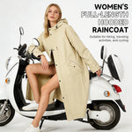 PALAY Waterproof Full-Length Hooded Raincoat for Women Long Rain Jacket