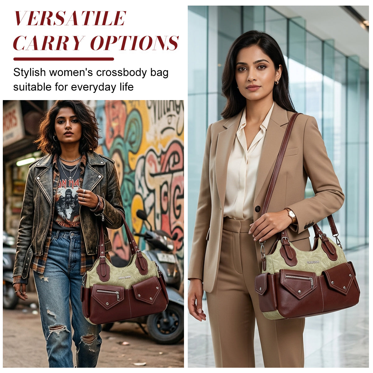 PALAY Vintage PU Leather Tote Bag for Women Retro Handbag