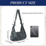 PALAY Denim Crossbody Tote Bag for Women Large Capacity Shoulder Bag