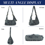 PALAY Denim Crossbody Tote Bag for Women Large Capacity Shoulder Bag