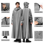 PALAY® Long Raincoat for Adults Hooded Rain Poncho Wide Brim Long Raincoat Waterproof Extra Long Rain Coat for Hiking, Travel, Activities, Riding, XL