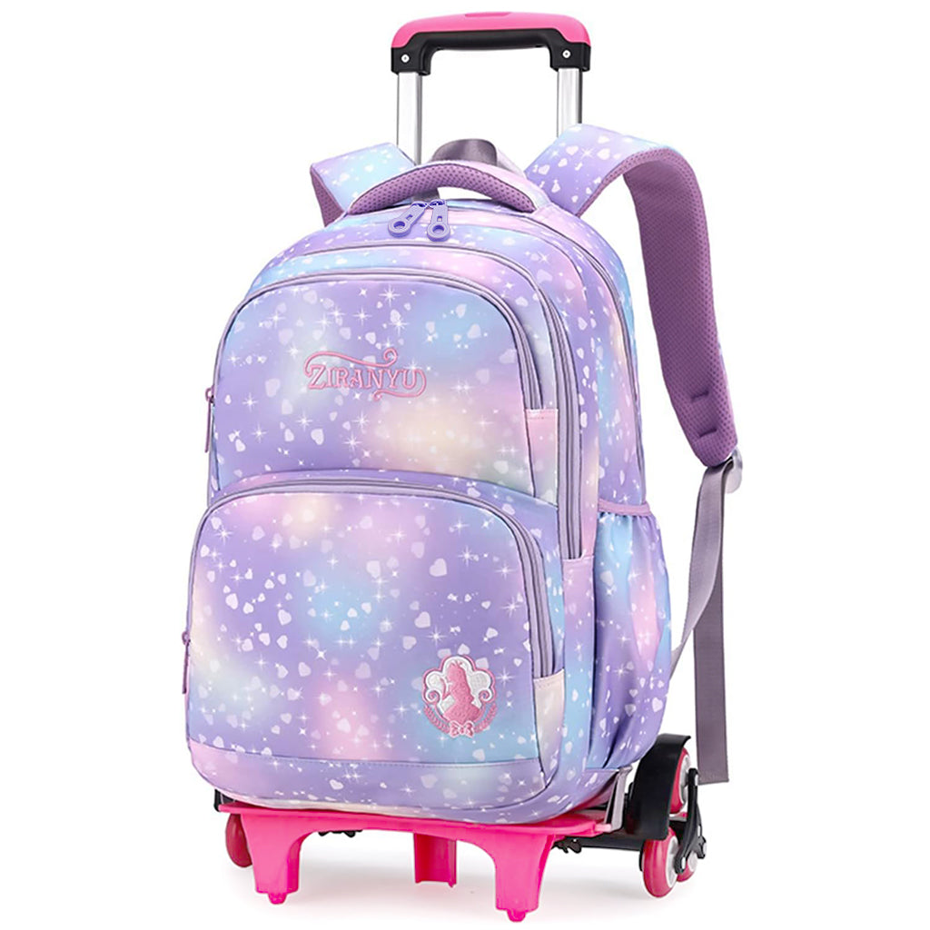 PALAY® School Backpack on 6-Wheel Backpack with Retractable Pull Handle School Backpack Detachable Wheel Stand Design Fashion Travel Backpack School Gift for Kids 6-12 Years Old