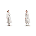 PALAY® Women Rainwear Long Waterproof Raincoat EVA Hooded Rain Coat with Wide Brim Detachable Clear Face Cover Zip and Buttons Riding Outdoor Windproof Length 121CM 2 PCS