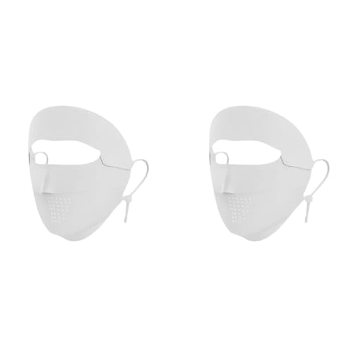 PALAY® Ice Silk Face Mask UPF 50+ Full Face Cover for Women Sun Protection Fashion Breathable Cooling Biker UV With Removable Forehead Piece Grey 2 PCS