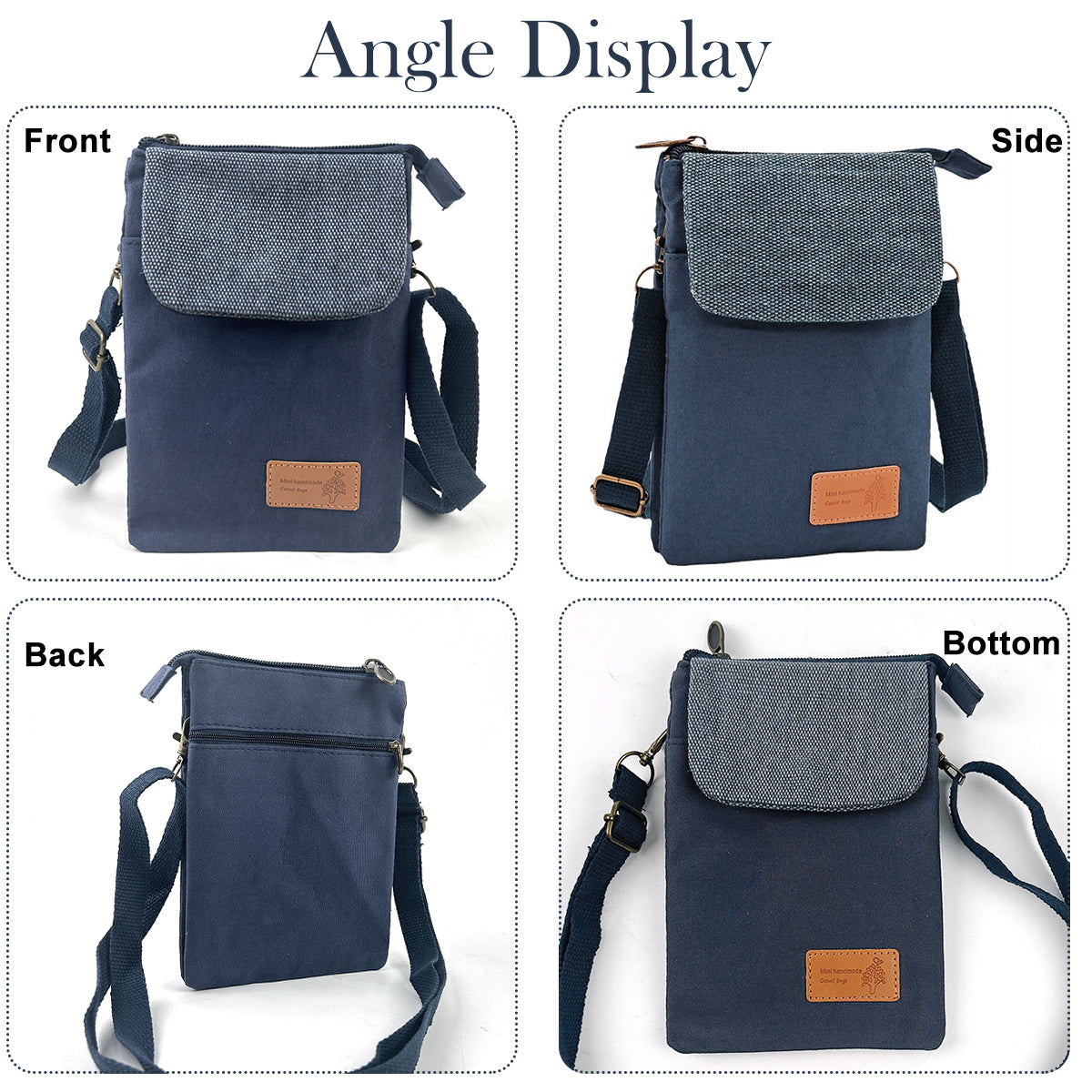 PALAY® Phone Sling Bag Canvas Mini Phone Bag Multi Layer Phone Pouch Fashion Mini Sling Bag Phone Pouch Shoulder Bag Crossbody Phone Bag with Detachable Shoulder Strap