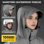 PALAY® Long Raincoat for Adults Hooded Rain Poncho Wide Brim Long Raincoat Waterproof Extra Long Rain Coat for Hiking, Travel, Activities, Riding, XXL
